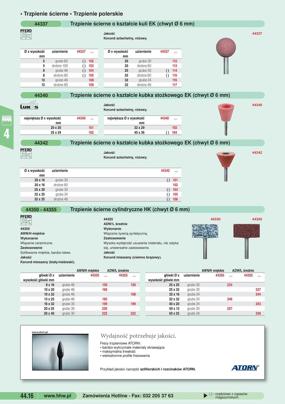 Trzpienie ścierne o kształcie kubka stożkowego EK (chwyt Ø 6 ) Korund szlachetny, różowy 30 największa Ø x wysokość 30 20 x 20 101 25 x 2 102 32 największa Ø x wysokość 30 32 x 29 103 0 x 36 ( ) 10