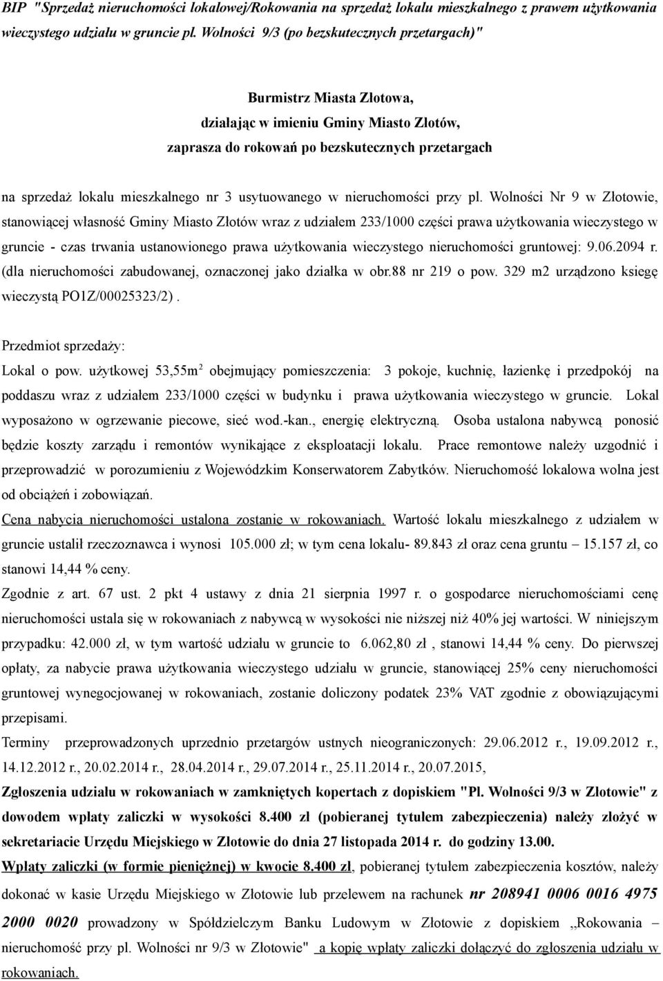 usytuowanego w nieruchomości przy pl.