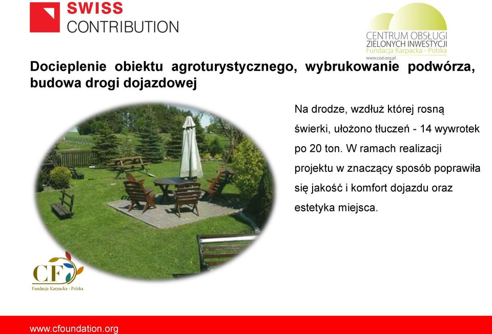 tłuczeń - 14 wywrotek po 20 ton.
