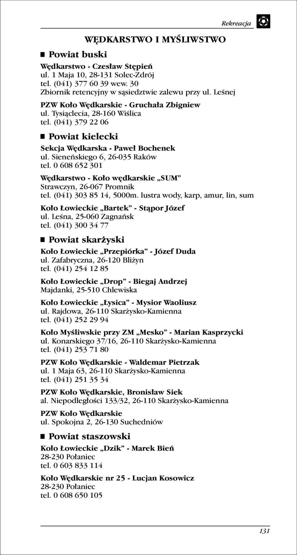 0 608 652 301 Wędkarstwo - Koło wędkarskie SUM Strawczyn, 26-067 Promnik tel. (041) 303 85 14, 5000m. lustra wody, karp, amur, lin, sum Koło Łowieckie Bartek - Stąpor Józef ul.