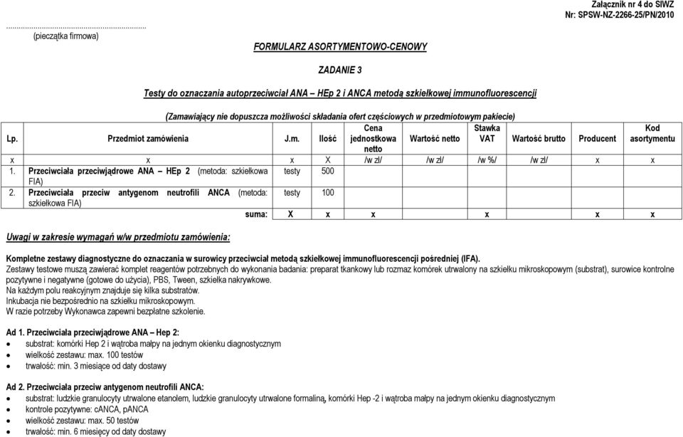 Przeciwciała przeciwjądrowe ANA HEp 2 (metoda: szkiełkowa testy 500 FIA) 2.