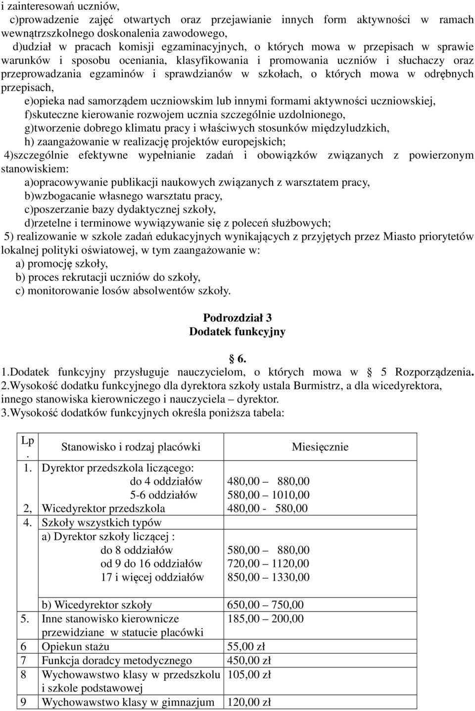 przepisach, e)opieka nad samorządem uczniowskim lub innymi formami aktywności uczniowskiej, f)skuteczne kierowanie rozwojem ucznia szczególnie uzdolnionego, g)tworzenie dobrego klimatu pracy i