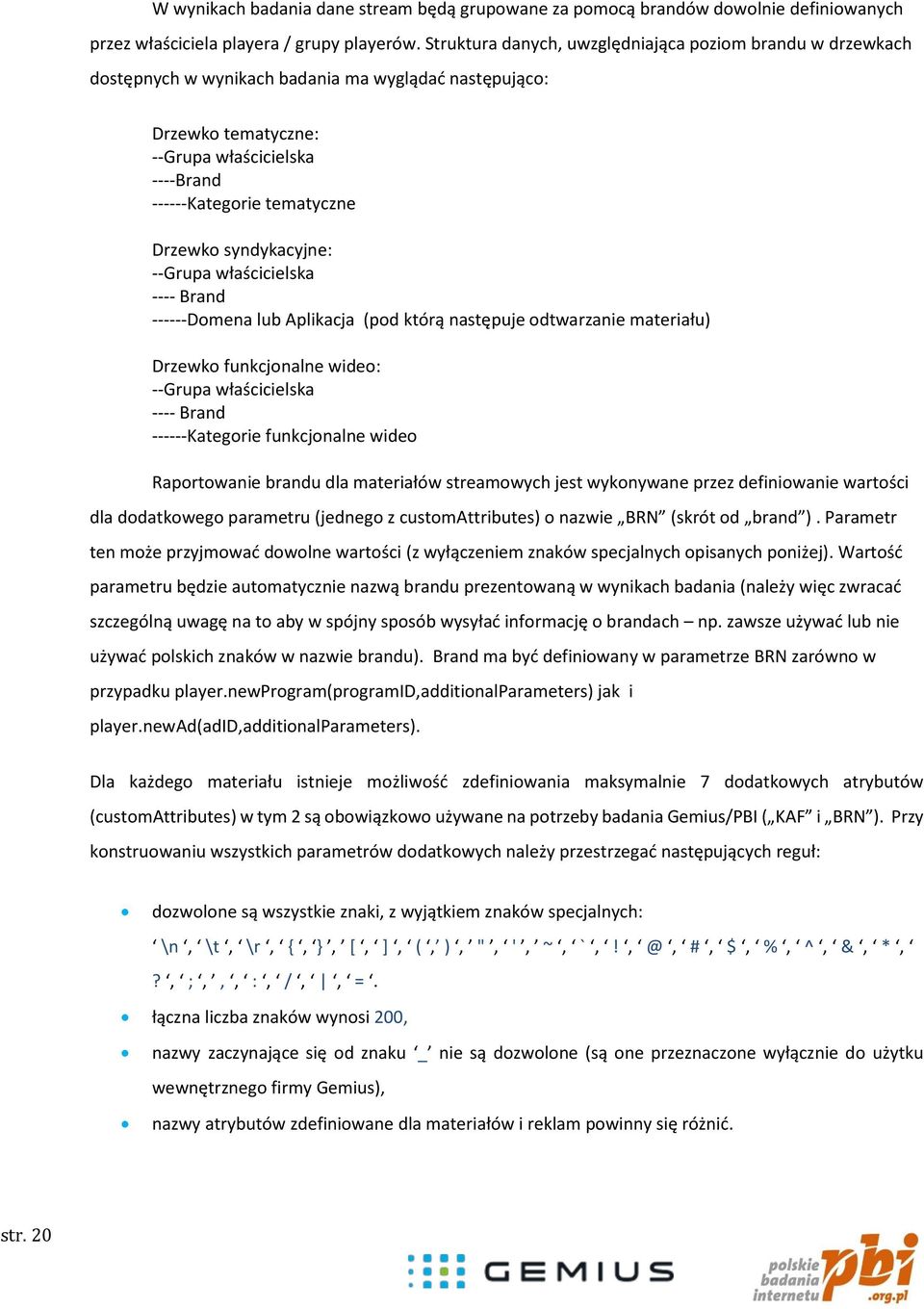 Drzewko syndykacyjne: --Grupa właścicielska ---- Brand ------Domena lub Aplikacja (pod którą następuje odtwarzanie materiału) Drzewko funkcjonalne wideo: --Grupa właścicielska ---- Brand