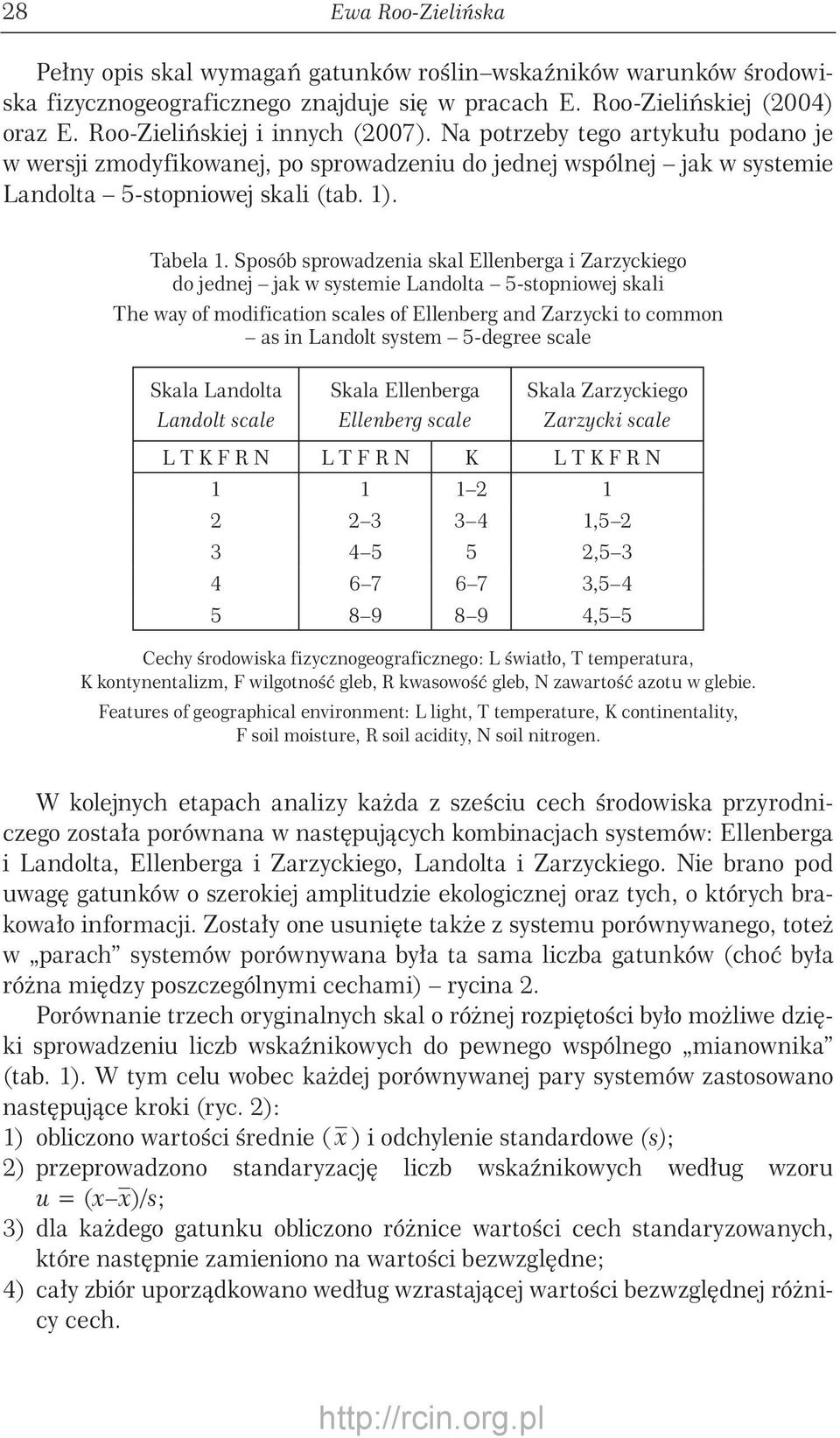 Sposób sprowadzenia skal llenberga i arzyckiego do jednej jak w systemie andolta 5-stopniowej skali The way of modification scales of llenberg and arzycki to common as in andolt system 5-degree scale