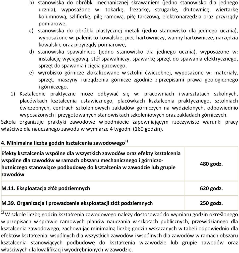 hartownicze, narzędzia kowalskie oraz przyrządy pomiarowe, d) stanowiska spawalnicze (jedno stanowisko dla jednego ucznia), wyposażone w: instalację wyciągową, stół spawalniczy, spawarkę sprzęt do