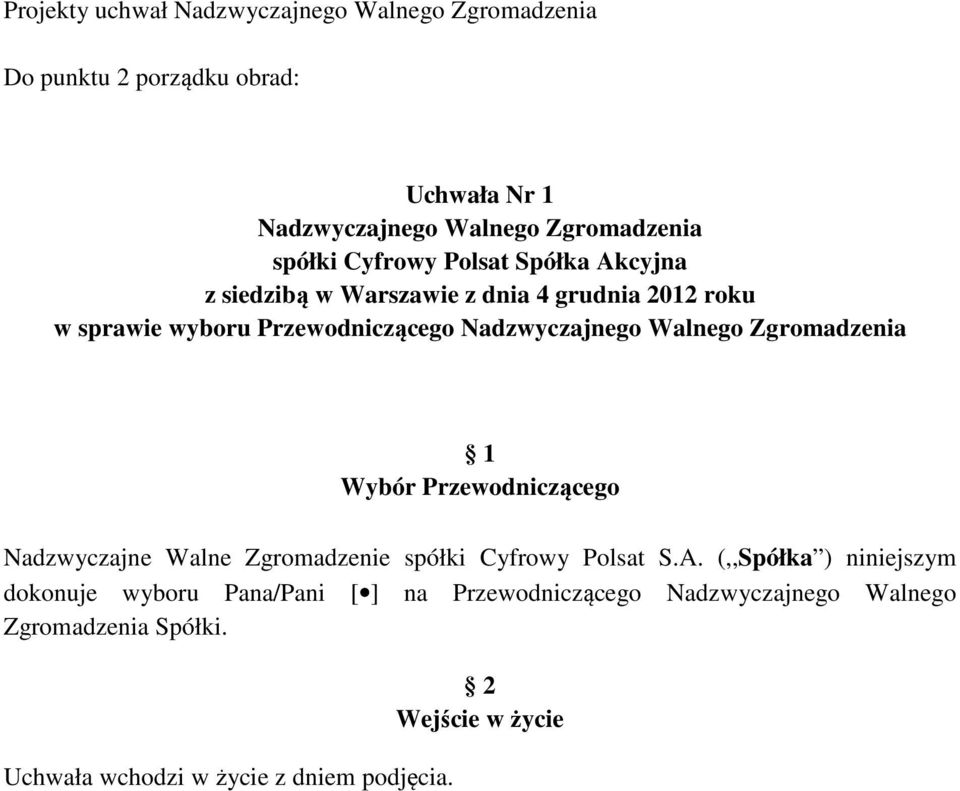 Zgromadzenie spółki Cyfrowy Polsat S.A.