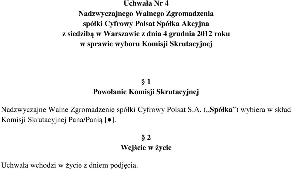 Zgromadzenie spółki Cyfrowy Polsat S.A.