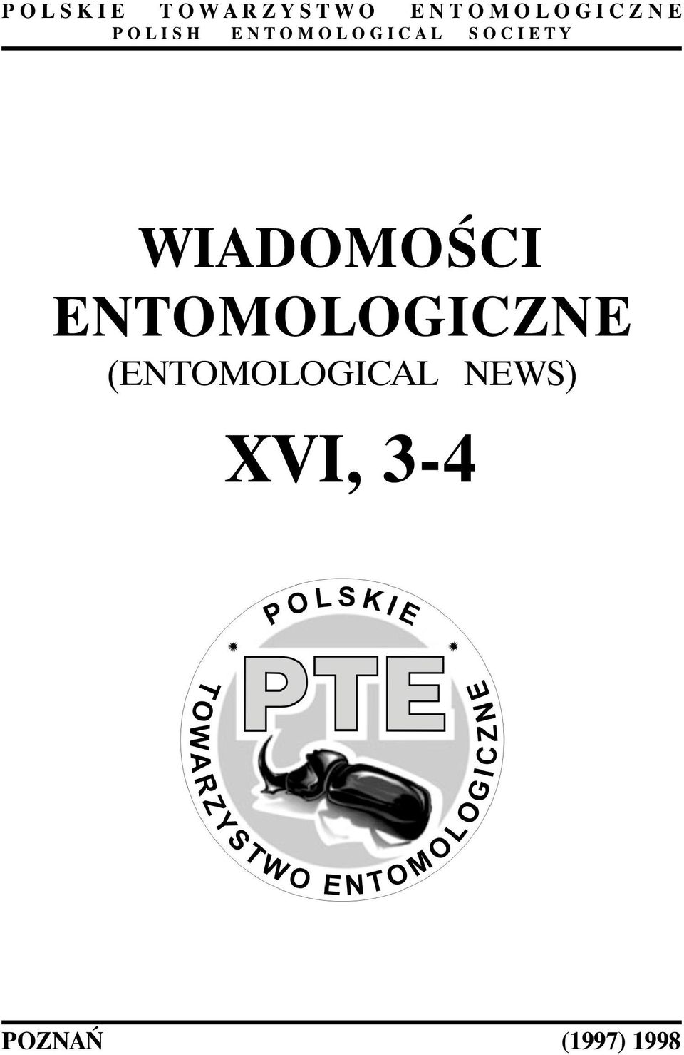 C A L S O C I E T Y WIADOMOŚCI ENTOMOLOGICZNE