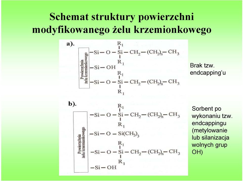 tzw. endcapping u Sorbent po wykonaniu tzw.