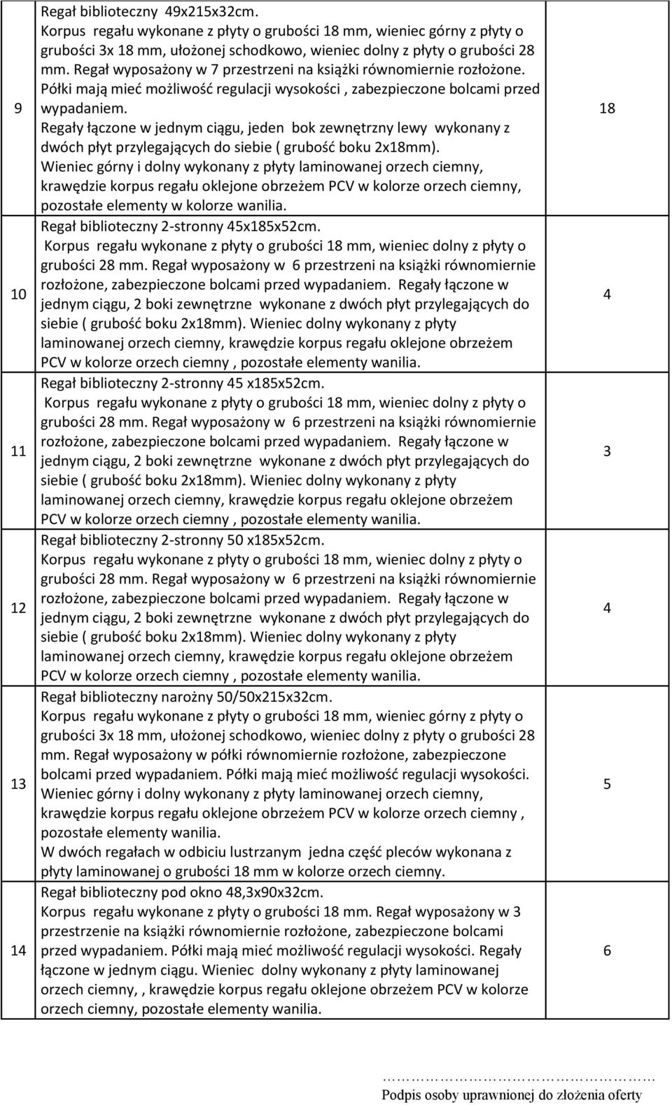 lewy wykonany z dwóch płyt przylegających do siebie ( grubość boku x8mm). pozostałe elementy w kolorze wanilia. Regał biblioteczny -stronny 45x85x5cm.