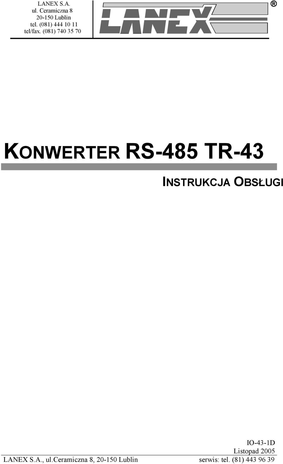 (081) 740 35 70 KONWERTER RS-485-43 IO-D Listopad