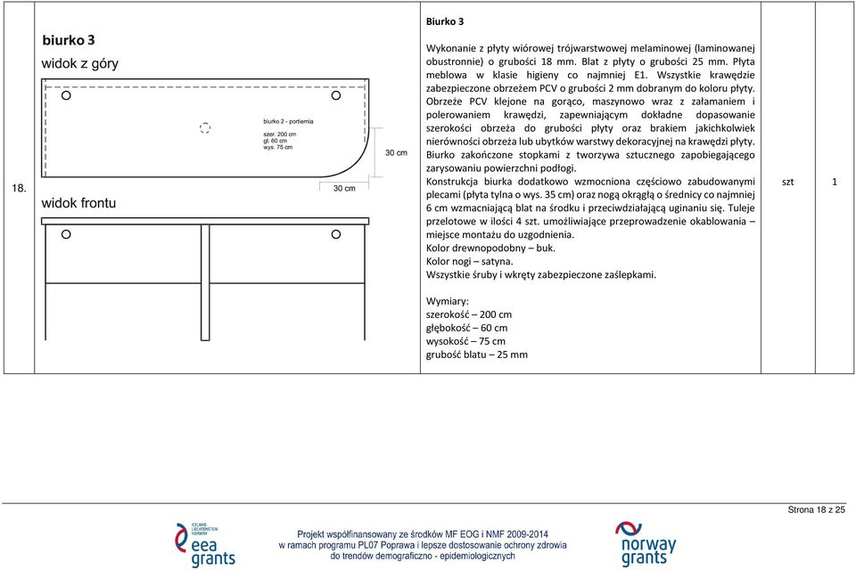 Obrzeże PCV klejone na gorąco, maszynowo wraz z załamaniem i polerowaniem krawędzi, zapewniającym dokładne dopasowanie szerokości obrzeża do grubości płyty oraz brakiem jakichkolwiek nierówności