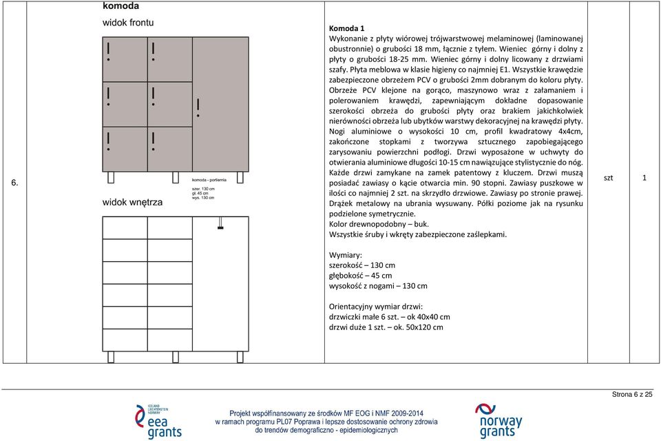 Obrzeże PCV klejone na gorąco, maszynowo wraz z załamaniem i polerowaniem krawędzi, zapewniającym dokładne dopasowanie szerokości obrzeża do grubości płyty oraz brakiem jakichkolwiek nierówności