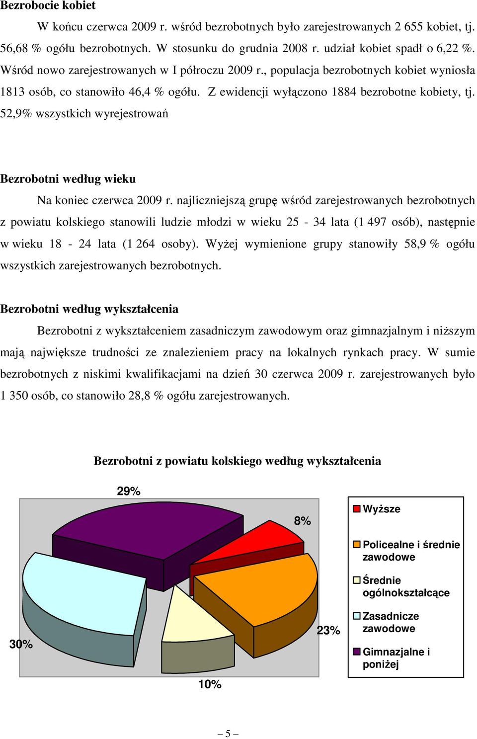 52,9% wszystkich wyrejestrowań Bezrobotni według wieku Na koniec czerwca 2009 r.
