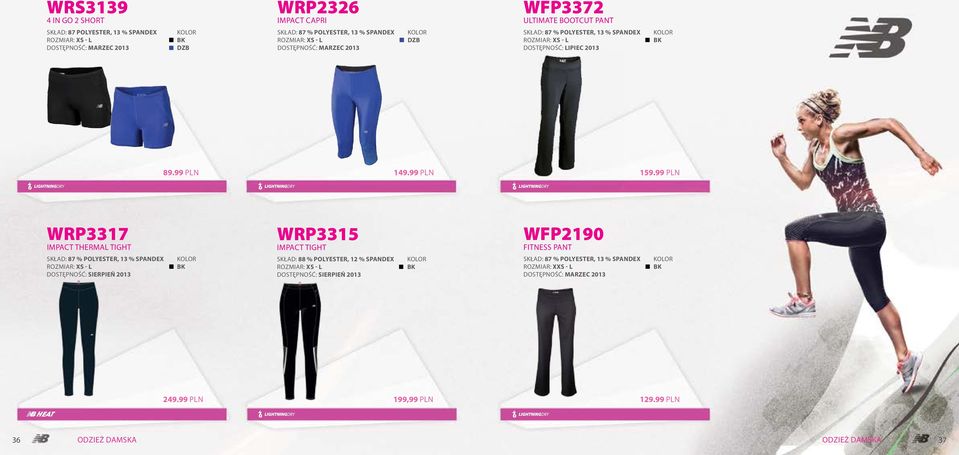 99 PLN WRP3317 Impact Thermal Tight WRP3315 Impact Tight WFP2190 Fitness Pant skład: 87 % POLYESTER, 13 % SPANDEX rozmiar: XS - L skład: 88 %