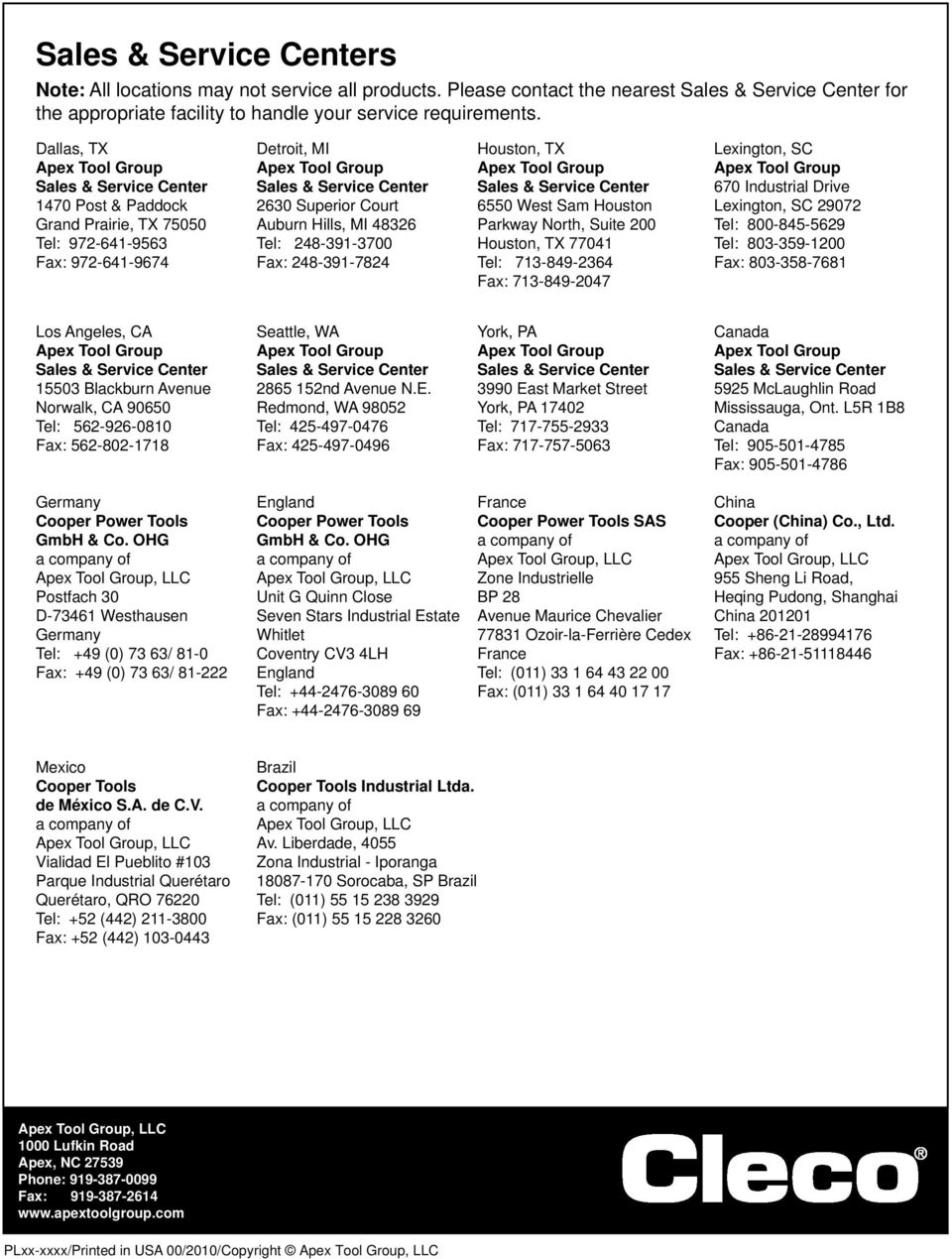 Drive 1470 Post & Paddock 2630 Superior Court 6550 West Sam Houston Lexington, SC 29072 Grand Prairie, TX 75050 Auburn Hills, MI 48326 Parkway North, Suite 200 Tel: 800-845-5629 Tel: 972-641-9563