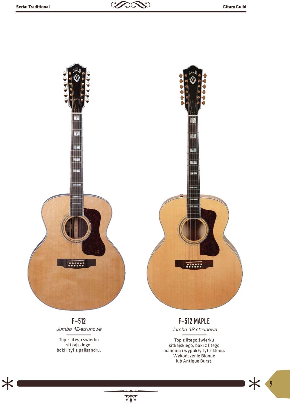 f-512 maple Jumbo 12-strunowa Top z litego świerku sitkajskiego,