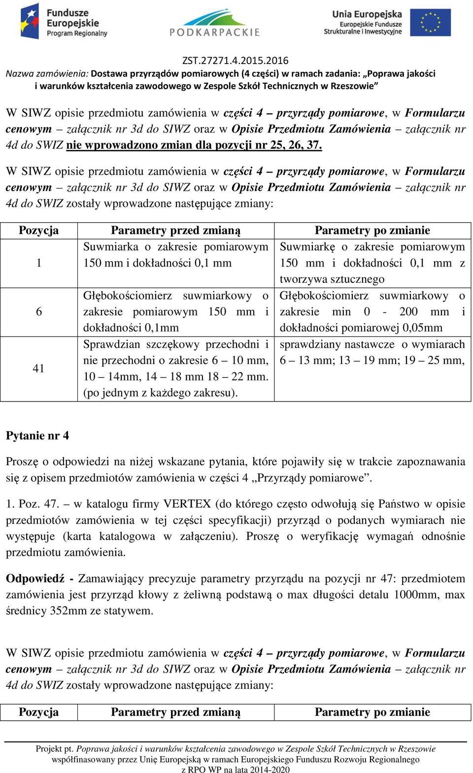 Głębokościomierz suwmiarkowy o zakresie pomiarowym 150 mm i dokładności 0,1mm Sprawdzian szczękowy przechodni i nie przechodni o zakresie 6 10 mm, 10 14mm, 14 18 mm 18 22 mm.