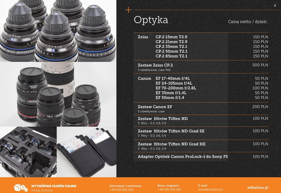 4 Zestaw Canon EF 5 obiektywów, case Zestaw filtrów Tiffen ND 3 filtry - 0.3, 0.6, 0.