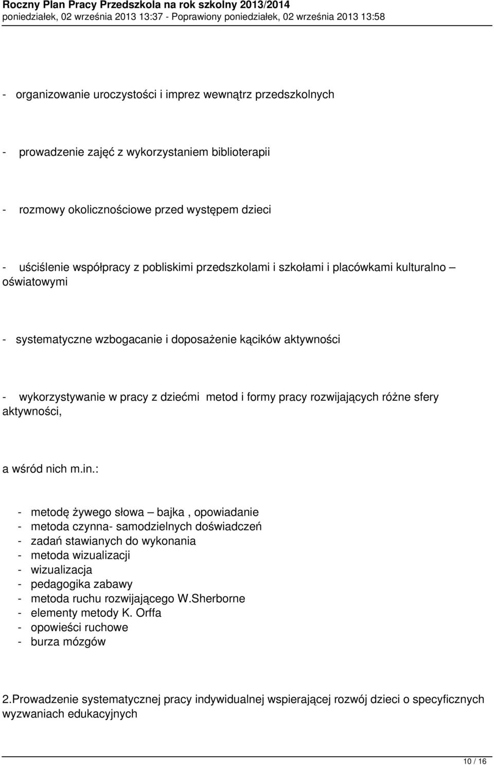 sfery aktywności, a wśród nich m.in.
