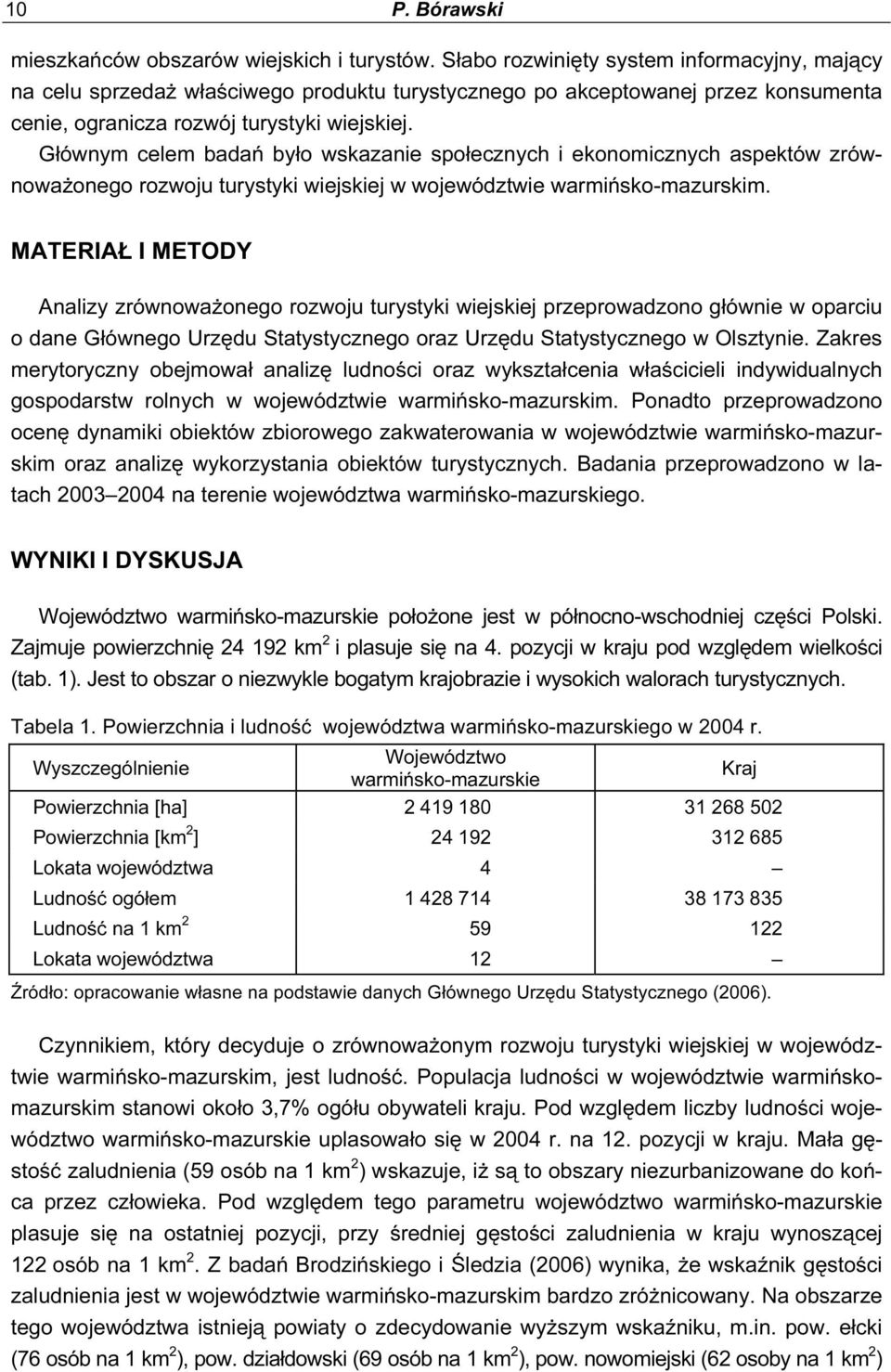 Głównym celem badań było wskazanie społecznych i ekonomicznych aspektów zrównoważonego rozwoju turystyki wiejskiej w województwie warmińsko-mazurskim.