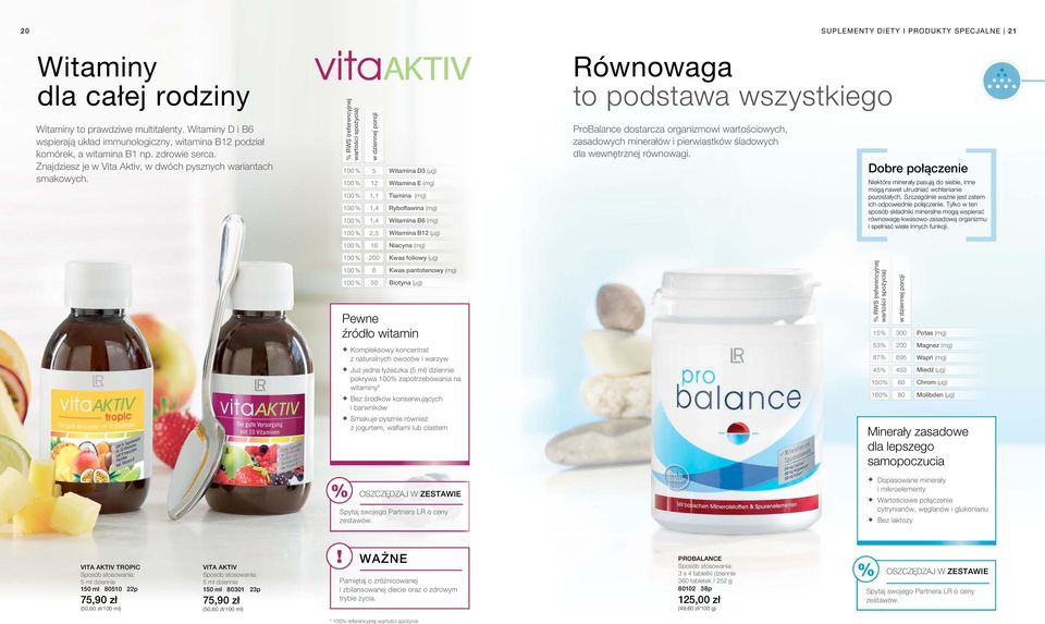% RWS (referencyjnej wartości spożycia) 100 % 100 % 100 % 100 % 100 % 100 % 100 % 100 % 100 % 100 % w dziennej porcji 5 12 1,1 1,4 1,4 2,5 16 200 6 50 Witamina D3 (µg) Witamina E (mg) Tiamina (mg)