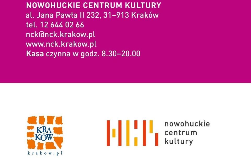 12 644 02 66 nck@nck.krakow.pl www.