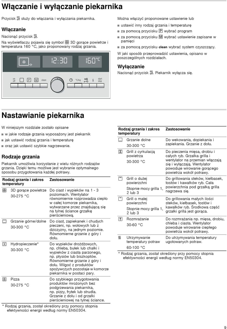 Można włączyć proponowane ustawienie lub ustawić inny rodzaj grzania i temperaturę za pomocą przycisku X wybrać program za pomocą przycisku l wybrać ustawienie zapisane w pamięci za pomocą przycisku
