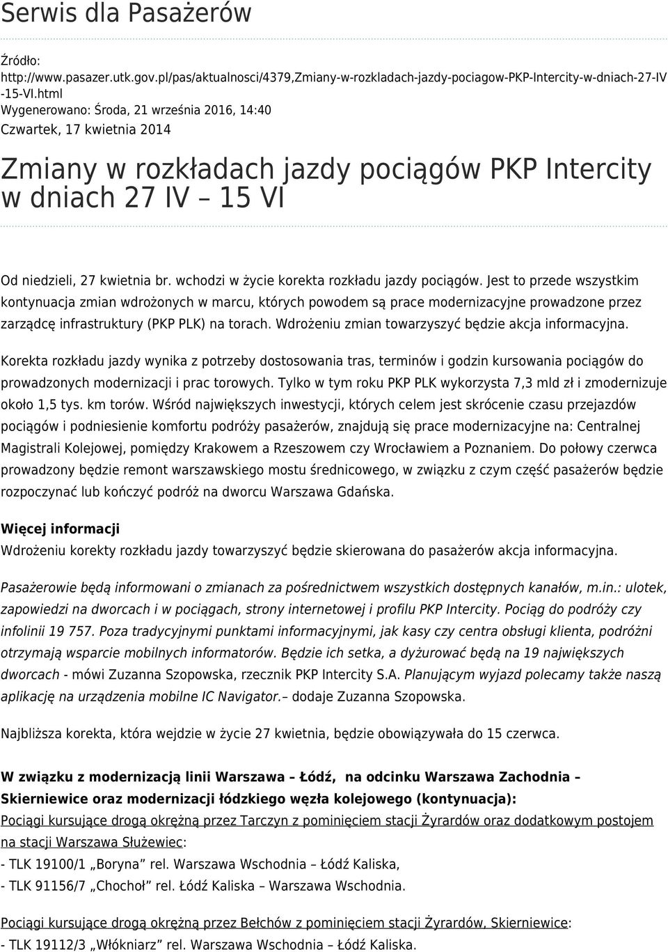 wchodzi w życie korekta rozkładu jazdy pociągów.