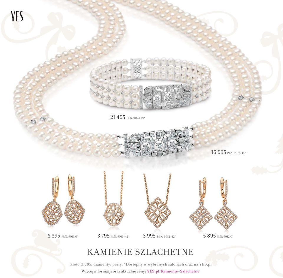 0* KAMIENIE SZLACHETNE Złoto 0,585, diamenty, perły.