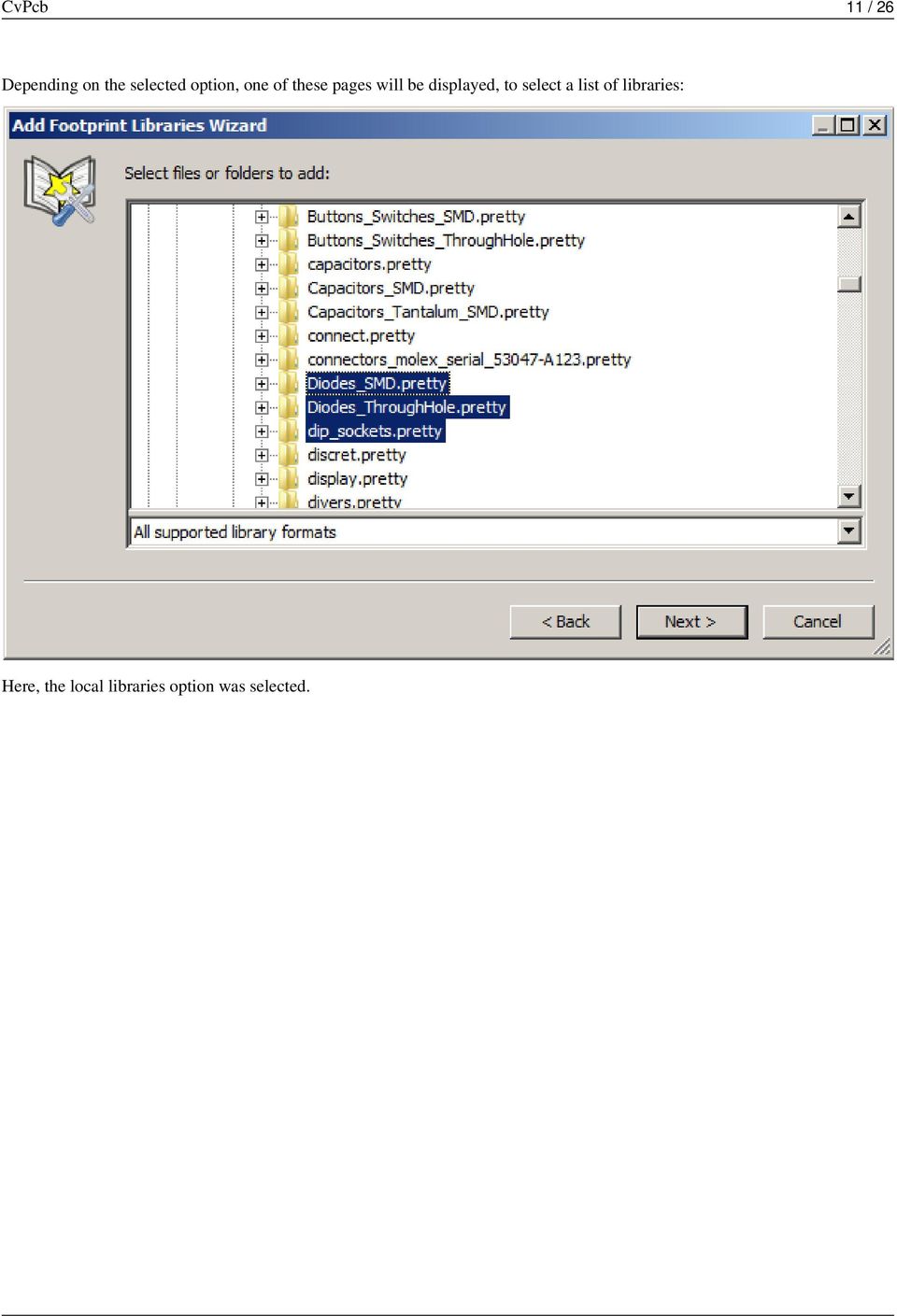displayed, to select a list of