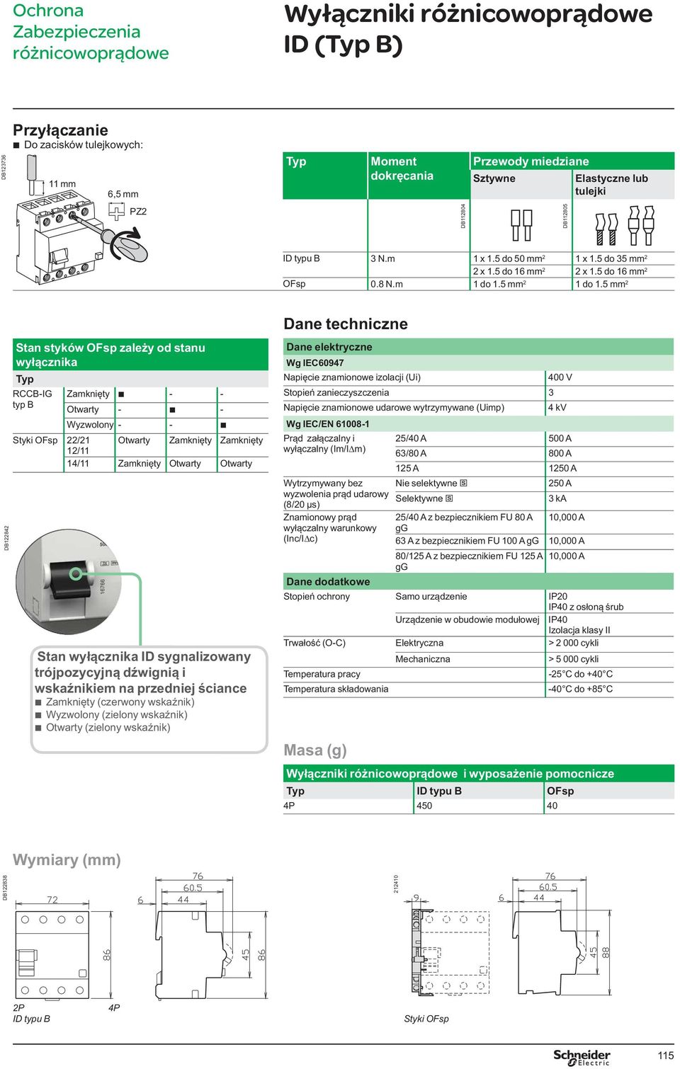 5 mm 2 DB122842 - - typ B - - - - Styki OFsp 22/21 12/11 14/11 400 V 3 4 kv 25/40 A 500 A 63/80 A