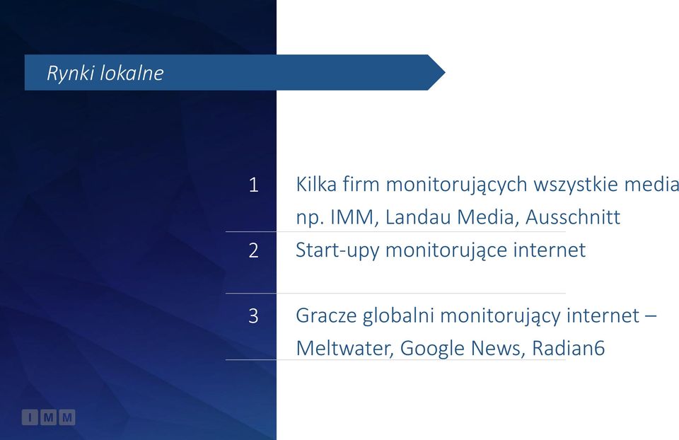 IMM, Landau Media, Ausschnitt n Start-upy