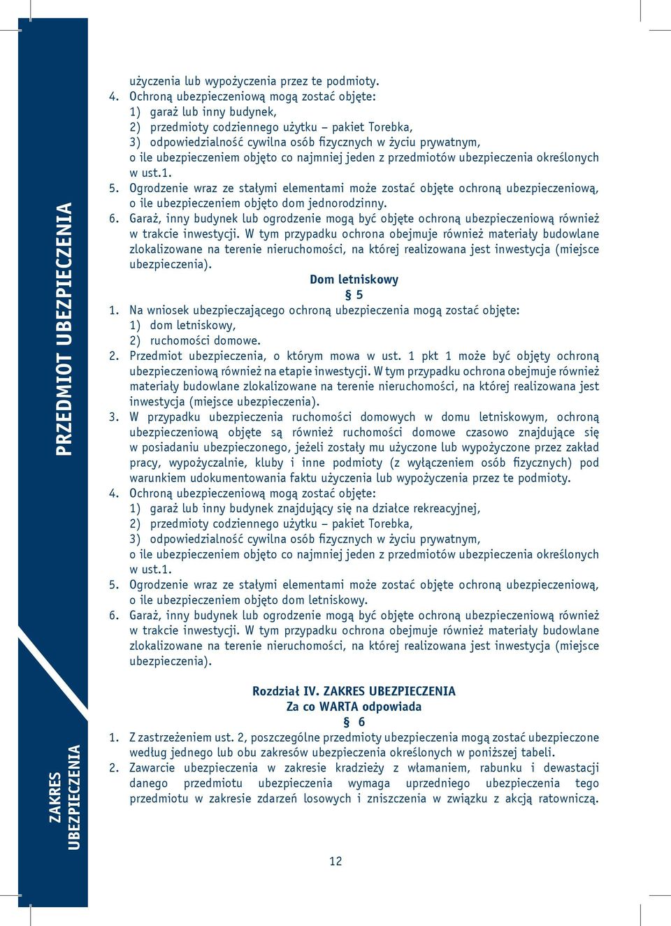 ubezpieczeniem objęto co najmniej jeden z przedmiotów ubezpieczenia określonych w ust.1. 5.