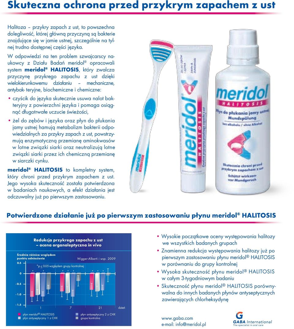 W odpowiedzi na ten problem szwajcarscy naukowcy z Działu Badań meridol opracowali system meridol HALITOSIS, który zwalcza przyczynę przykrego zapachu z ust dzięki wielokierunkowemu działaniu