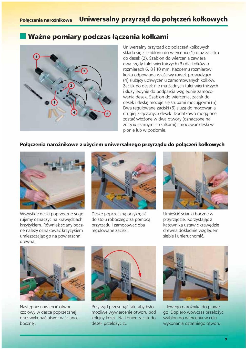 Każdemu rozmiarowi kołka odpowiada właściwy rowek prowadzący (4) służący uchwyceniu zamontowanych kołków.