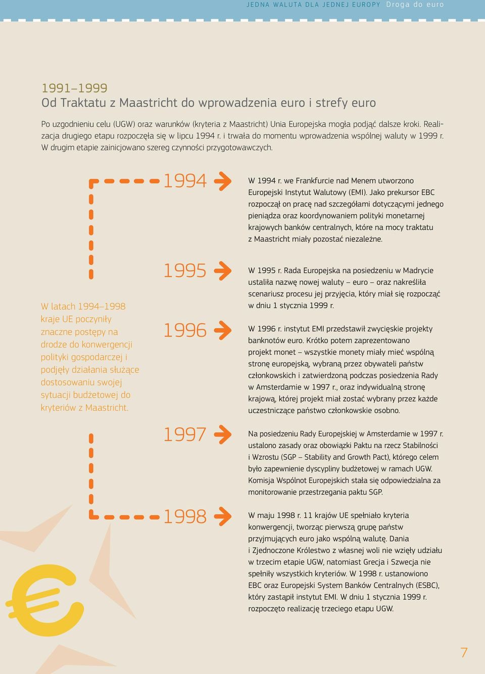 W latach 1994 1998 kraje UE poczyniły znaczne postępy na drodze do konwergencji polityki gospodarczej i podjęły działania służące dostosowaniu swojej sytuacji budżetowej do kryteriów z Maastricht.