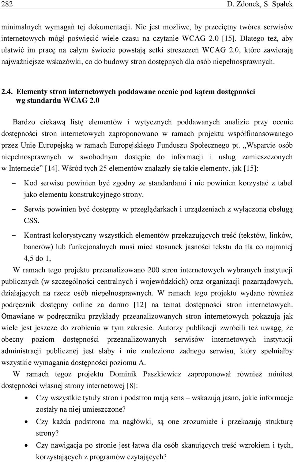 Elementy stron internetowych poddawane ocenie pod kątem dostępności wg standardu WCAG 2.