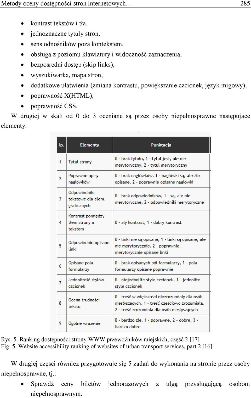 W drugiej w skali od 0 do 3 oceniane są przez osoby niepełnosprawne następujące elementy: Rys. 5.