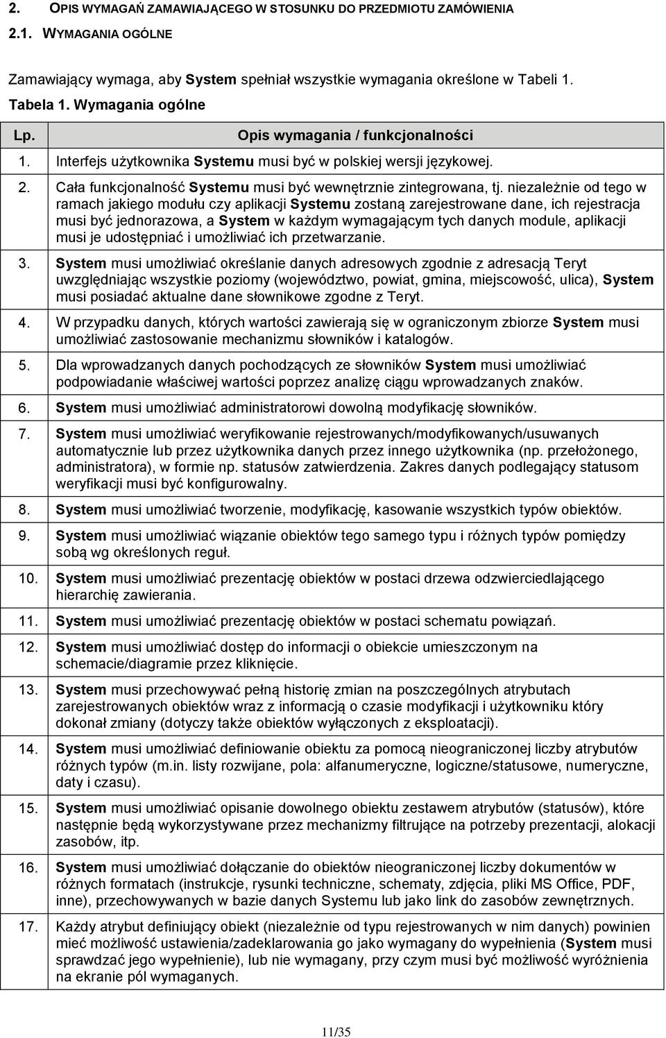 niezależnie od tego w ramach jakiego modułu czy aplikacji Systemu zostaną zarejestrowane dane, ich rejestracja musi być jednorazowa, a System w każdym wymagającym tych danych module, aplikacji musi