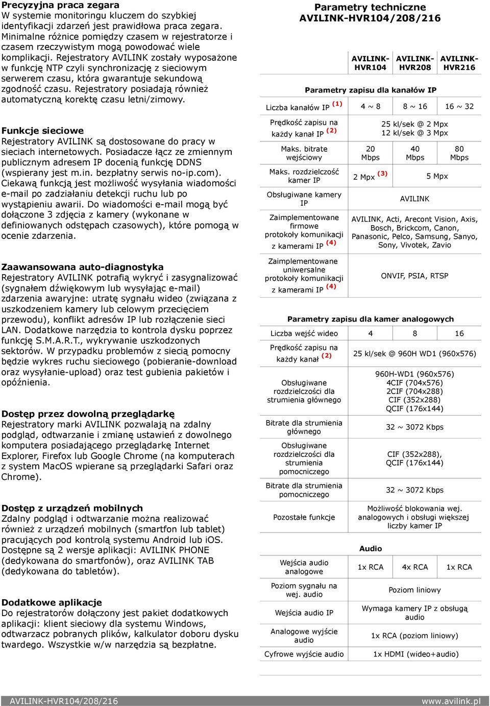 Rejestratory AVILINK zostały wyposażone w funkcję NTP czyli synchronizację z sieciowym serwerem czasu, która gwarantuje sekundową zgodność czasu.