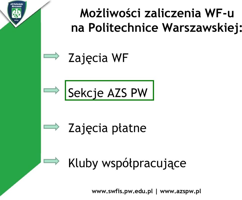 Zajęcia WF Sekcje AZS PW