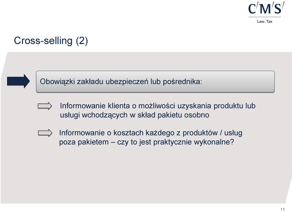 wchodzących w skład pakietu osobno Informowanie o kosztach każdego