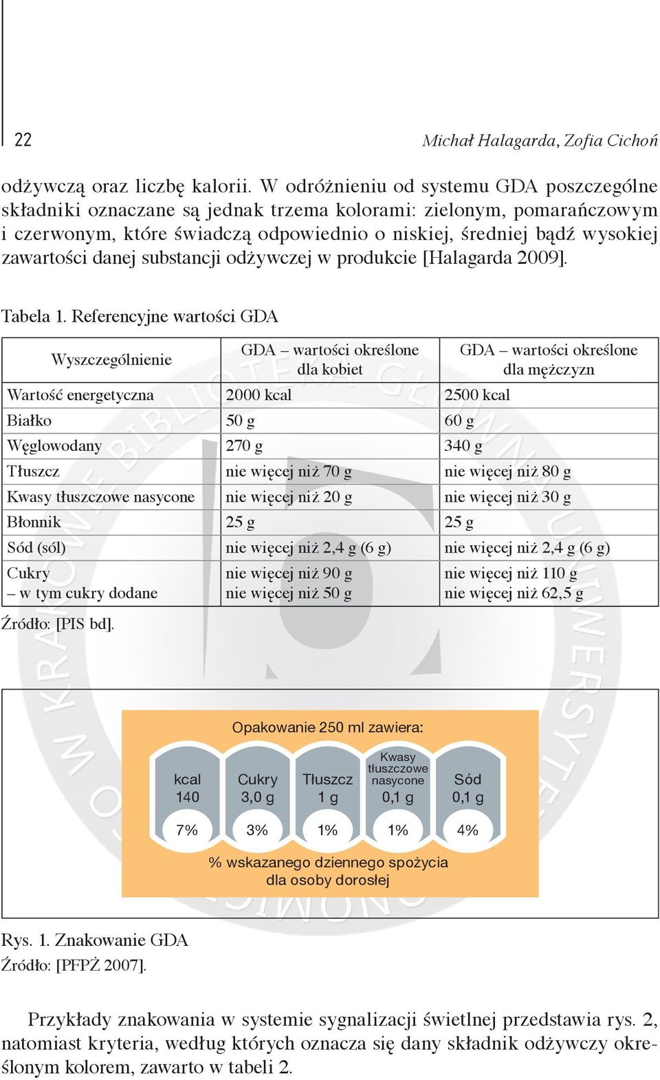 danej substancji odżywczej w produkcie [Halagarda 2009]. Tabela 1.