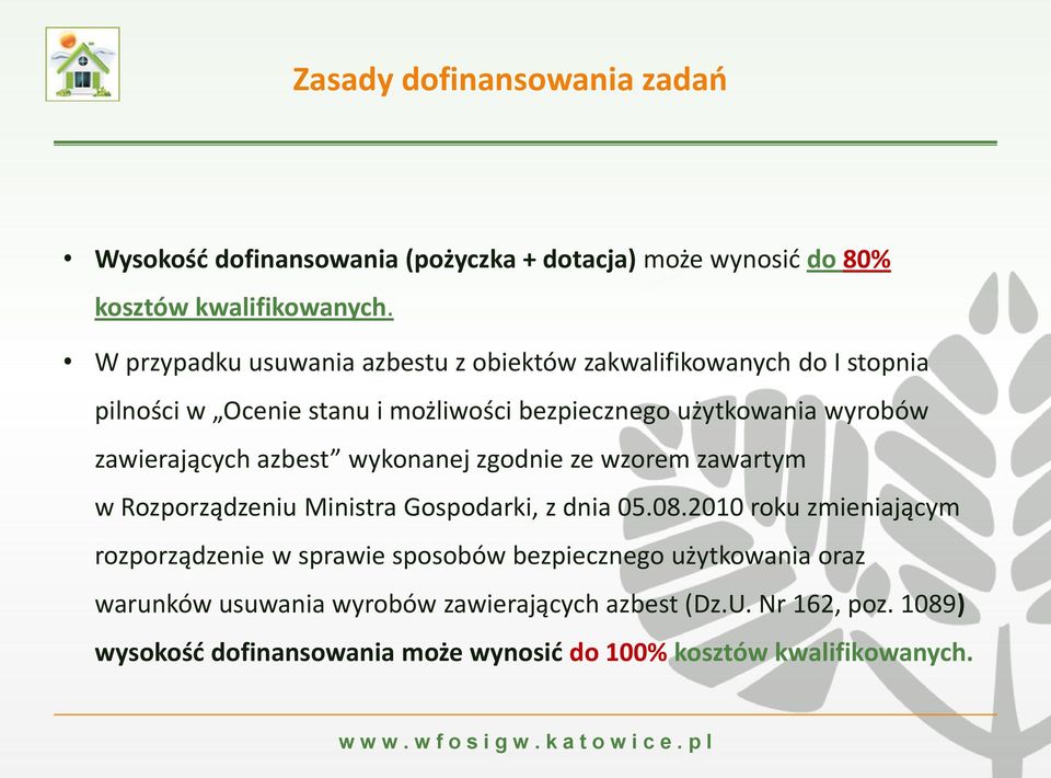 zawierających azbest wykonanej zgodnie ze wzorem zawartym w Rozporządzeniu Ministra Gospodarki, z dnia 05.08.