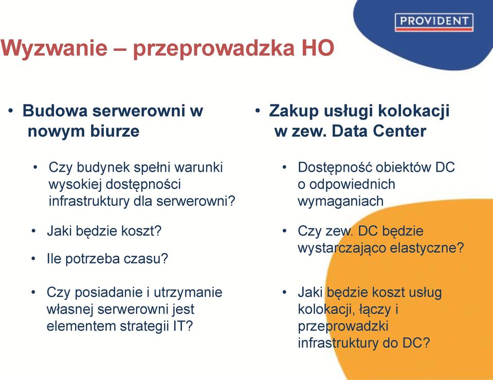 Czy posiadanie i utrzymanie własnej serwerowni jest elementem strategii IT? Zakup usługi kolokacji w zew.