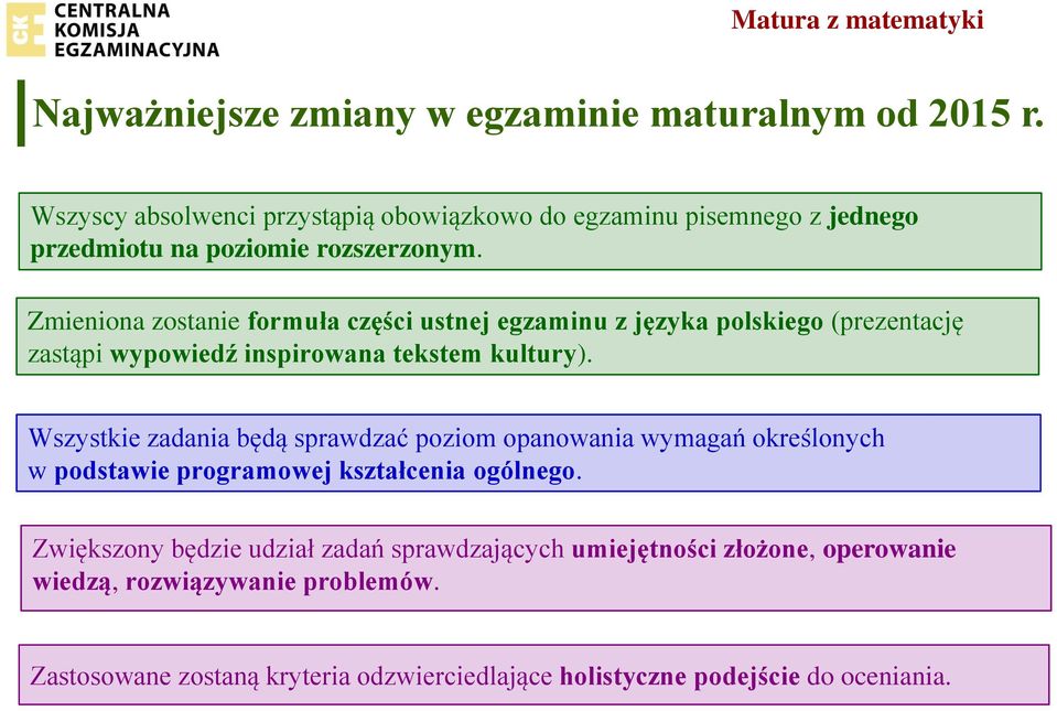 Zmieniona zostanie formuła części ustnej egzaminu z języka polskiego (prezentację zastąpi wypowiedź inspirowana tekstem kultury).