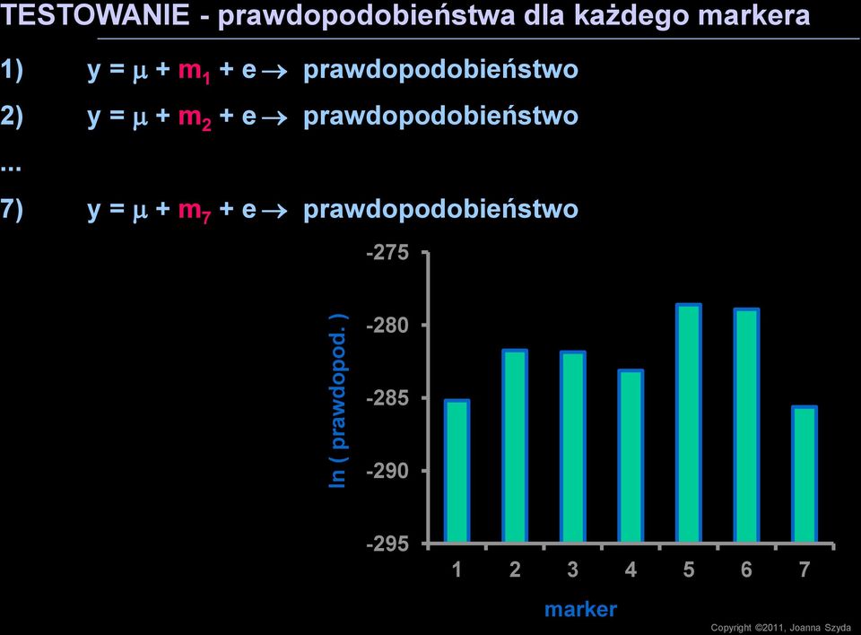 ) 1) y = + m 1 + e prawdopodoieństwo 2) y = + m 2 + e