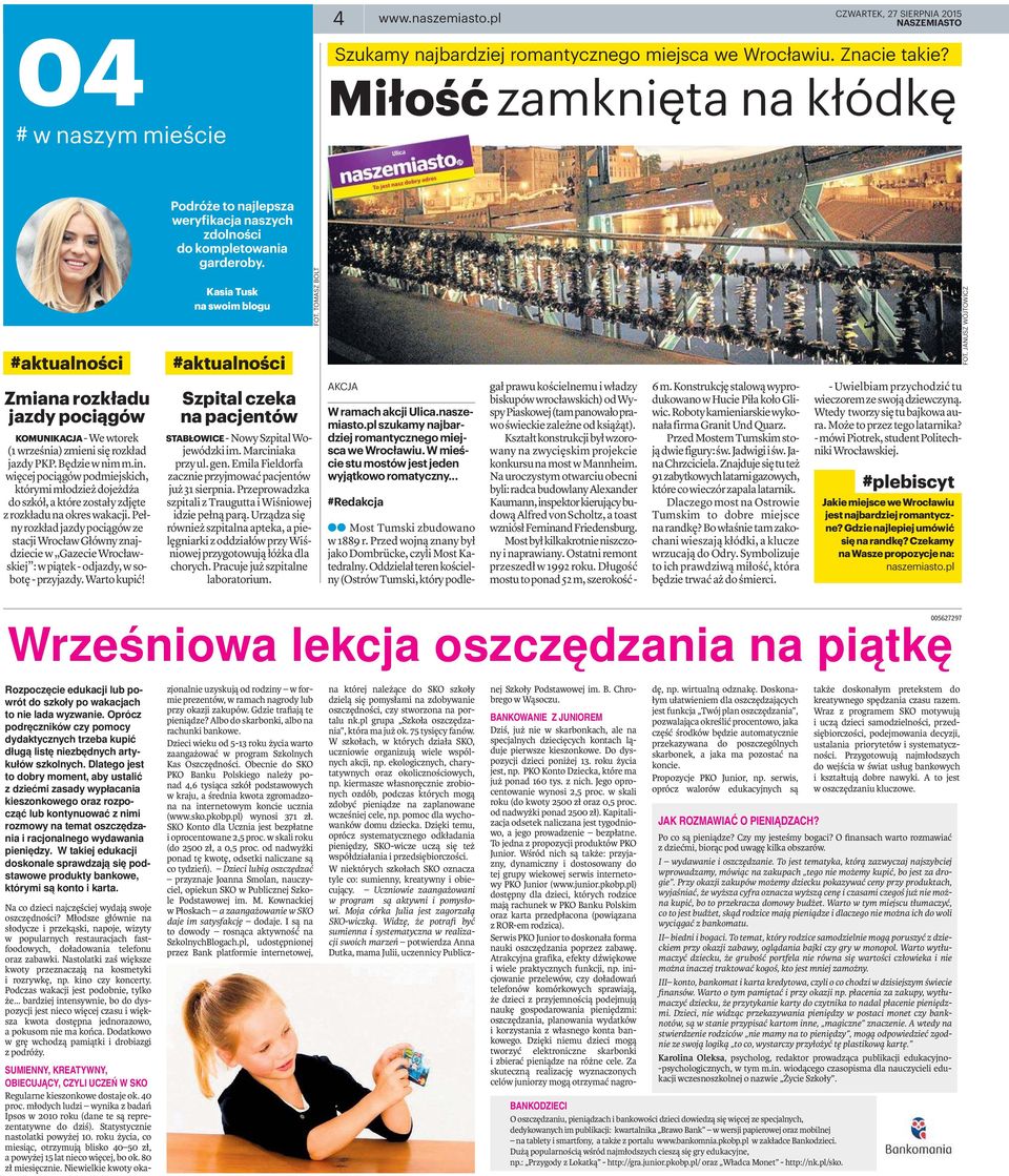 JANUSZ WÓJTOWICZ Zmiana rozkładu jazdy pociągów KOMUNIKACJA-Wewtorek (1 września) zmieni się rozkład jazdypkp.będziewnimm.in.