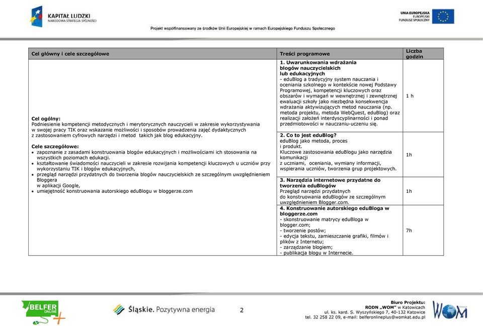 kształtowanie świadomości nauczycieli w zakresie rozwijania kompetencji kluczowych u uczniów przy wykorzystaniu TIK i blogów edukacyjnych, przegląd narzędzi przydatnych do tworzenia blogów